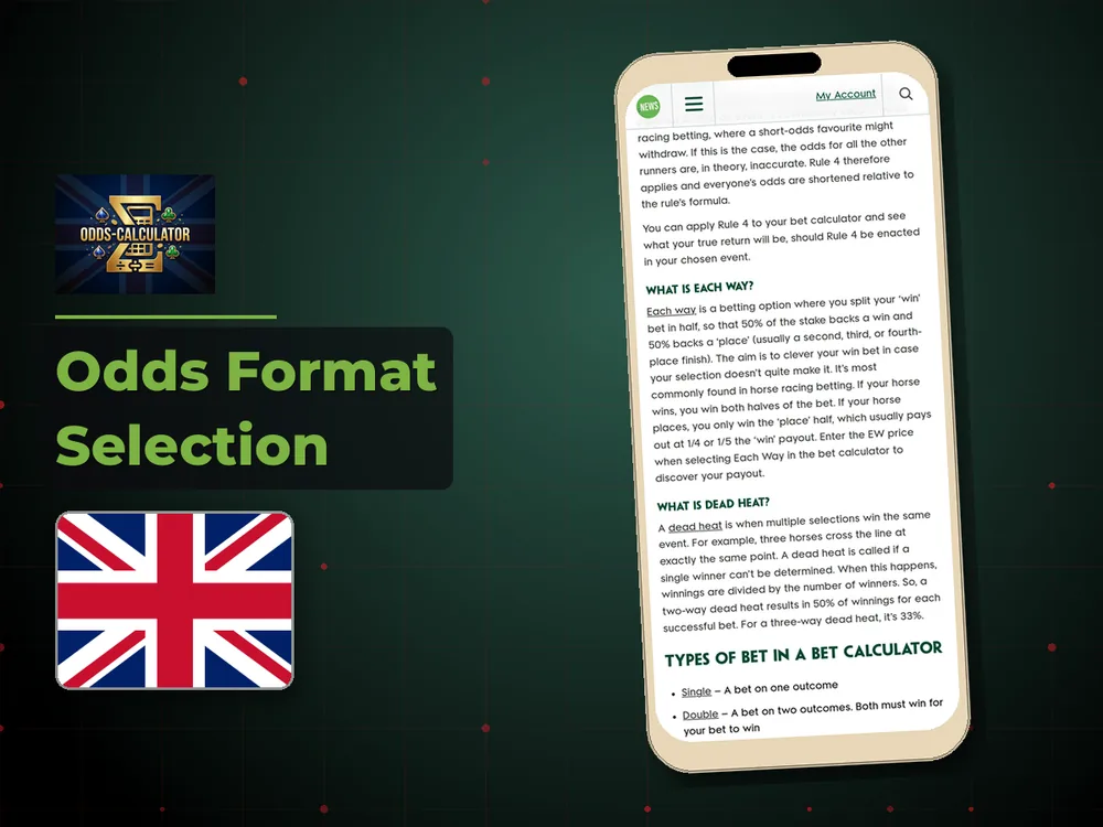 Odds Calculator Uk - Odds Format Selection
